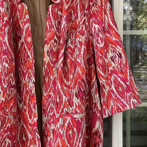 Catherine's Jacket Size 5X WP 5XWP Pockets Open Front Colorful Ikat Print Collar - Picture 3 of 7